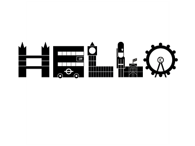 Hello London for Instagram Vectober 2018 art black and white humour illustration illustrator inktober 2018 instagram posts logo london type typography typography art vectober2018 vector