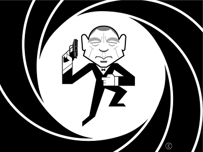 James Bond 007 for Instagram Vectober 2018 007 art black and white caricature character design illustration illustrator james bond movies spy vector