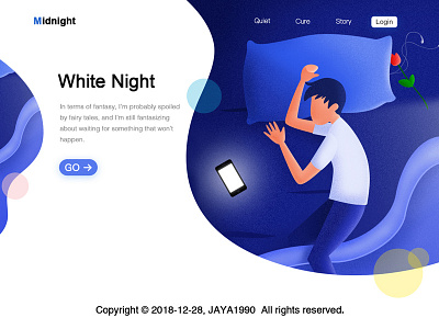 Whitenight blue design illustration sleeping splash page ui web