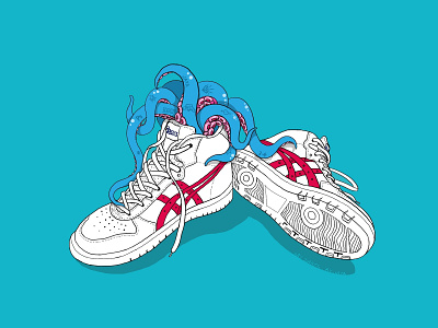 My Shoes blue and white illustration shoes typography