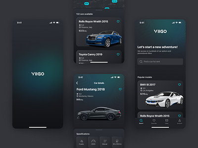 Viigo - car sharing app car car sharing dark design rent ui ux