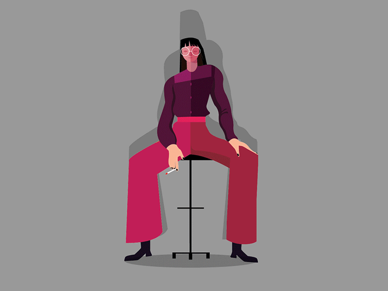 Waiting addicted animation attitude chair cigarette girl illustration love motion design motiongraphics shadow smoke specs