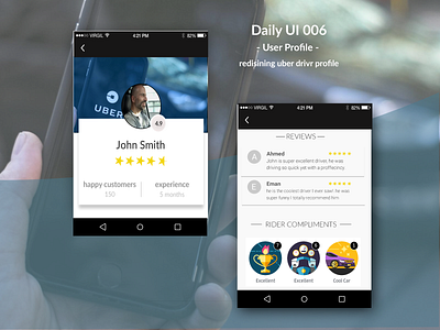 Uber driver profile redesign - Daily ui 006 user profile