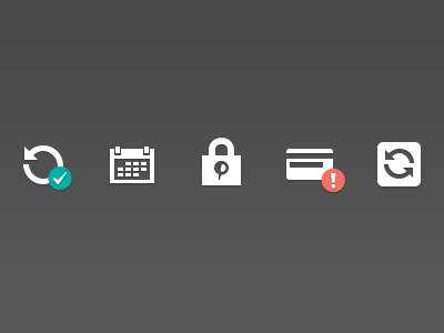 A few icons from Paddle calendar credit card icons paddle padlock reset update