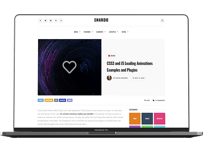 Enardo - Blog & Magazine WordPress Theme animation blog design envato javascript php themeforest tweenmax ui wordpress