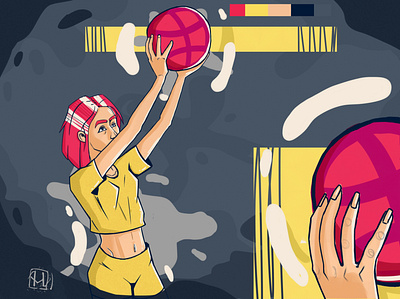 Welcome to Dribble ball colors dribble invite dribbleartist firstart illustration intro oneshot welcome