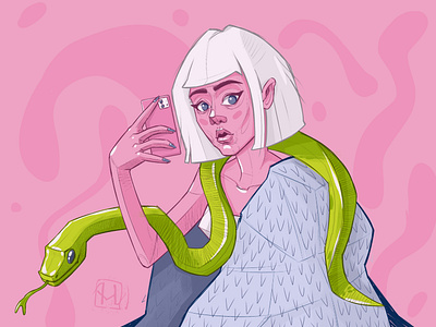 Girls with snake