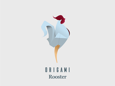 Origami Rooster animals illustrator origami rooster vector