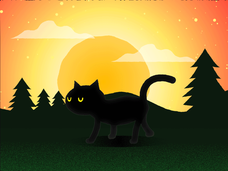 Black Cat after effects aftereffects animal animation animation 2d cat cats flat art halloween hellodribbble illustration illustrations illustrator kitten motion design motion graphics motiondesign pet sunrise sunset