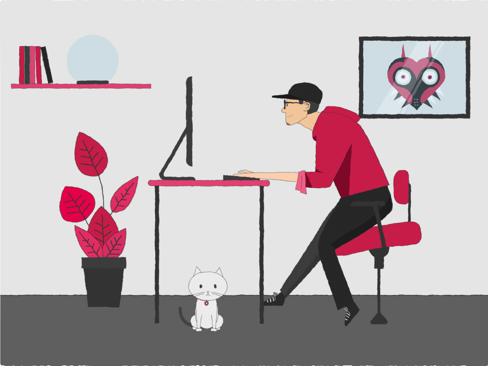 Fessuoy and his kitty adobe after effects aftereffects animal animation animation 2d art cat design dribbble dribbble invite flat art illustration illustrator logo motion design motion graphic motion graphics motiondesign vector