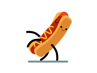 Hotdog adobe animation fast food flat art food hotdog sausage vector art walking