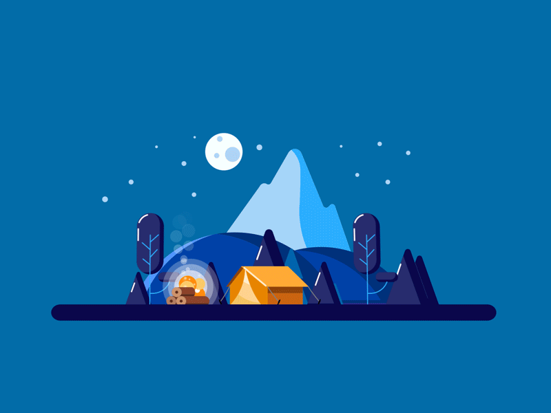 Cold night 3d after effects aftereffects animation animation 2d calm camping cold flat art flatart illustration landscape landscape illustration mount mountain mountains night parallax wind winter