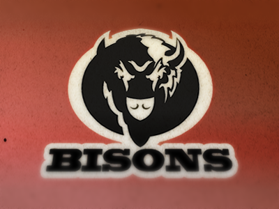 Sports badge - warmup exercises #2 badge bison black red sports white