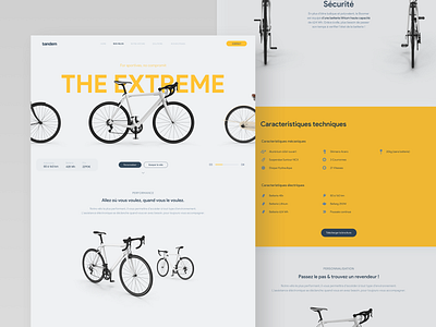 Tandem™ Bikes Page 3d app design branding colors design hero jean baptiste feuillet landing page product page ui ux website yellow