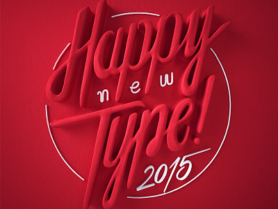 Happy New Type 2015 3d brush pen cinema 4d lettering typography