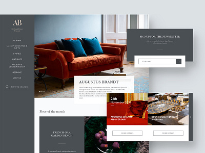 Augustus Brandt Website Redesign clean dark flat homepage interface minimal parallax retailer shop ui website