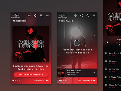 UMG Mobile - Pages dark mobile music product design ui ux