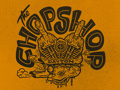 Chop Shop Motorcycle Logo - Engine