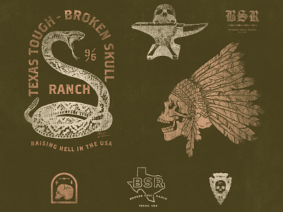 Broken Skull Ranch Apparel Graphics apparel eric waetzig graphic design halftone illustration los angeles meandgonzo screen skull snake