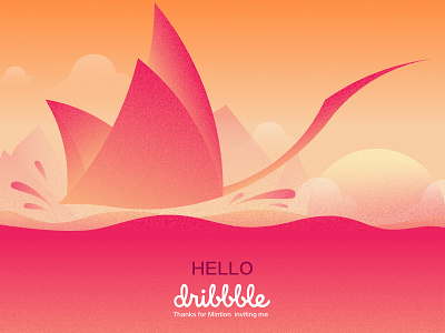 Hello~Dribbble design dribbble first design illustration