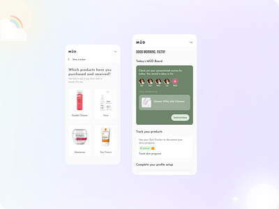 MUD Dashboard Responsive Web App beauty app beauty product mobile recommendation responsive skincare task tracker tracking app webapp