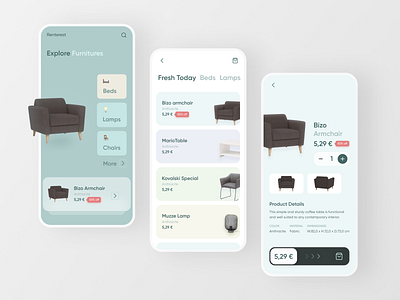 Proposed Design for Renterest (UI Revamp) architecture chair design clean furniture minimalist mobile design rent rental ui ux