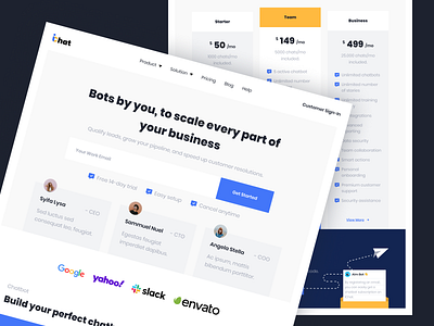 iChat - Chatbot Landing Page business chatbot design homepage information landing page pricing socialmedia ui ux website