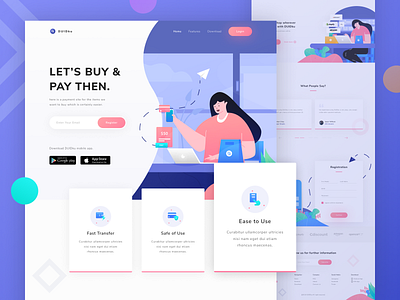 DUIDku - Landing Page characer clean dashboad homepage icon illustration landing page payment purple shop ui web website