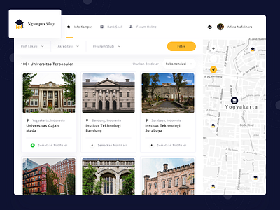 NgampusSkuy Website - Dashboard University List colleger dashboad education forum homepage information lesson student ui design university ux design