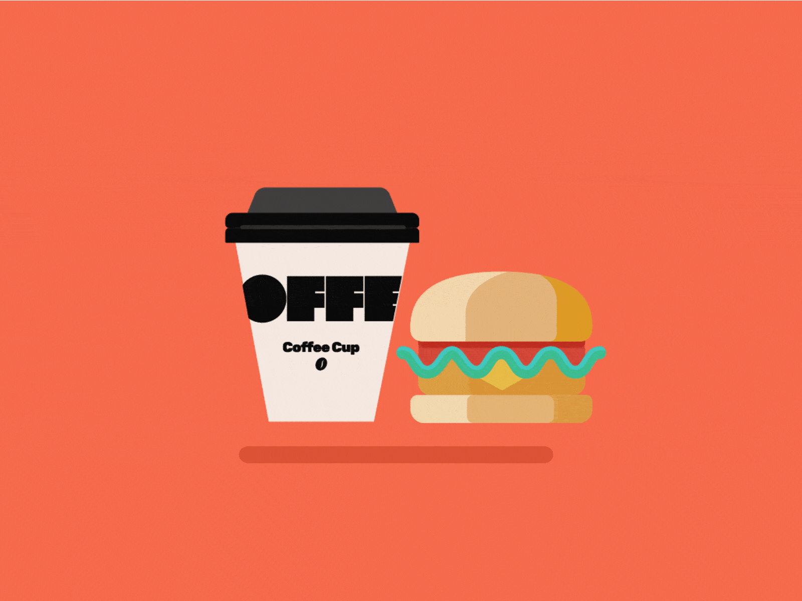 Coffee and hamburger animation icon motion graphics ui