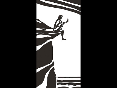 Selfie On A Cliff illustration