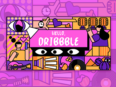 HELLO,DRIBBBLE design illustration