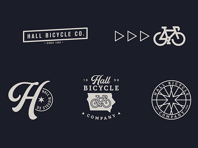 Hall Bicycle Company Brand Identity bicycle bicycle logo bike bike icon bike logo brand identity clean icon logo minimal retro retro logo script script logo tire tire icon