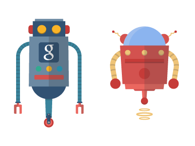 web bots character google robots seo vector web