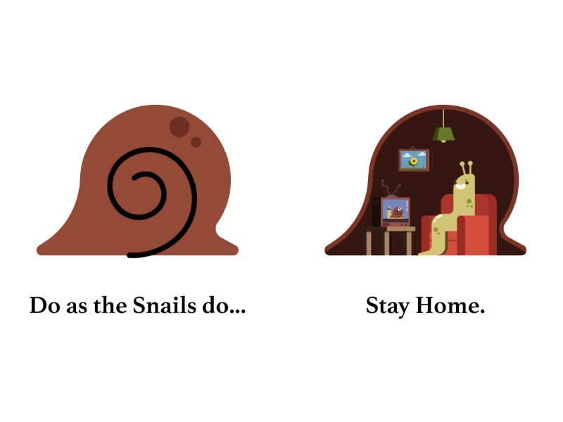 Do as the Snails do... character design coronavirus covid-19 flat illo illustration quarantine shell simple snail stay home