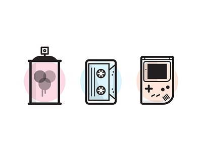 The 90s 90s cassette gameboy icons retro simple spray can