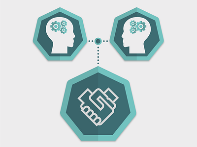 Collaboration Illustration cogs collaboration flat handshake head icon seo