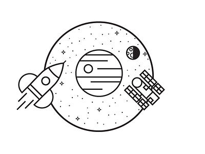 Space...maaan icons illustration moon planet satellite scene simple space stroke