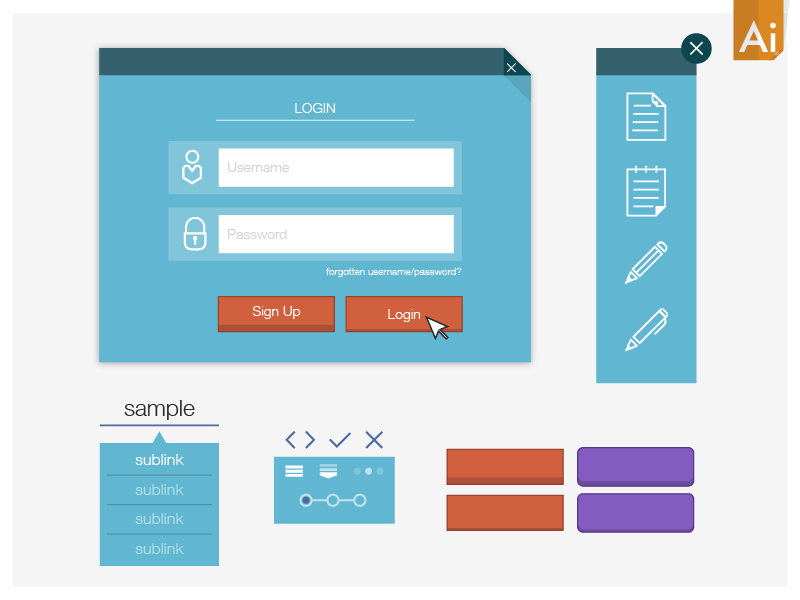 Simple Vector UI Kit_mk2 free download ui kit simple flat vector