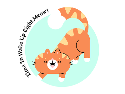 Wake up! big stretch cat character cute illustration kitty simple wake up