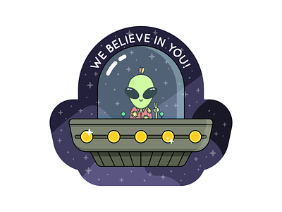 We Believe In You alien believe character hawaiian shirt illustration motivational ufo