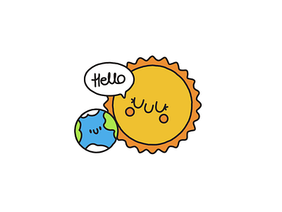 Hello World character cute earth happy hello helloworld sun