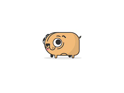 Puggly character doggy pug simple