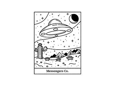 Messengers Co. Tarot cactus desert design illustration messengers co outline simple tarot tarot card ufo visiting visitors