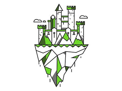 Sky Castle castle fantasy floater green halftone