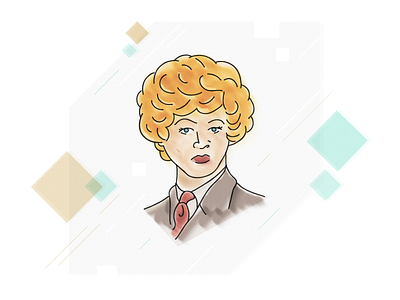 Salesperson big hair business human shapes stylized suit woman