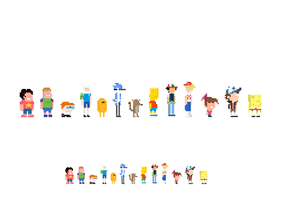 Pixel Dudes ash bart character dexter dipper finn jake mordecai pixel spongebob steven timmy