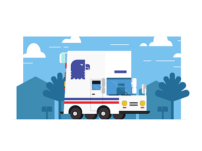 Post Truck delivery illustration post postal service scene truck vehicle
