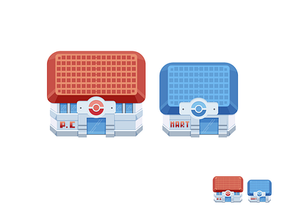 PokeCenter Pokemart building fan art illustration pokecenter pokemart pokemon simple