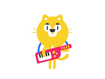 Keytar Kitty cat character feline fun keytar kitty meow pink yellow